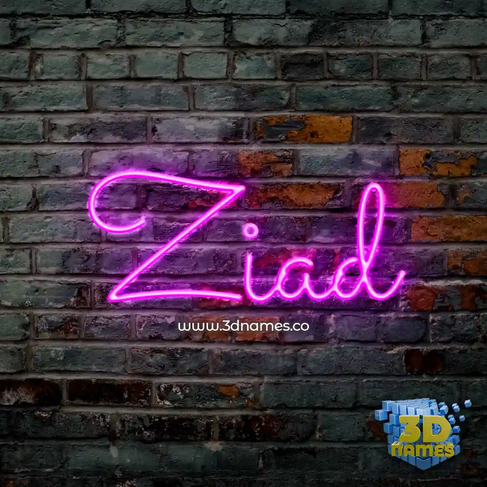 ziad in Pink Neon style - 3D name wallpaper