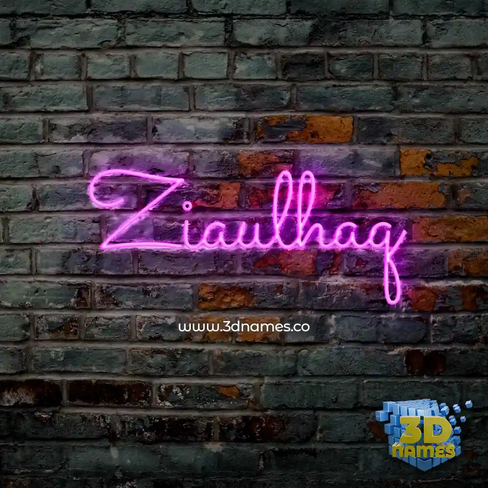 ziaulhaq in Pink Neon style - 3D name wallpaper