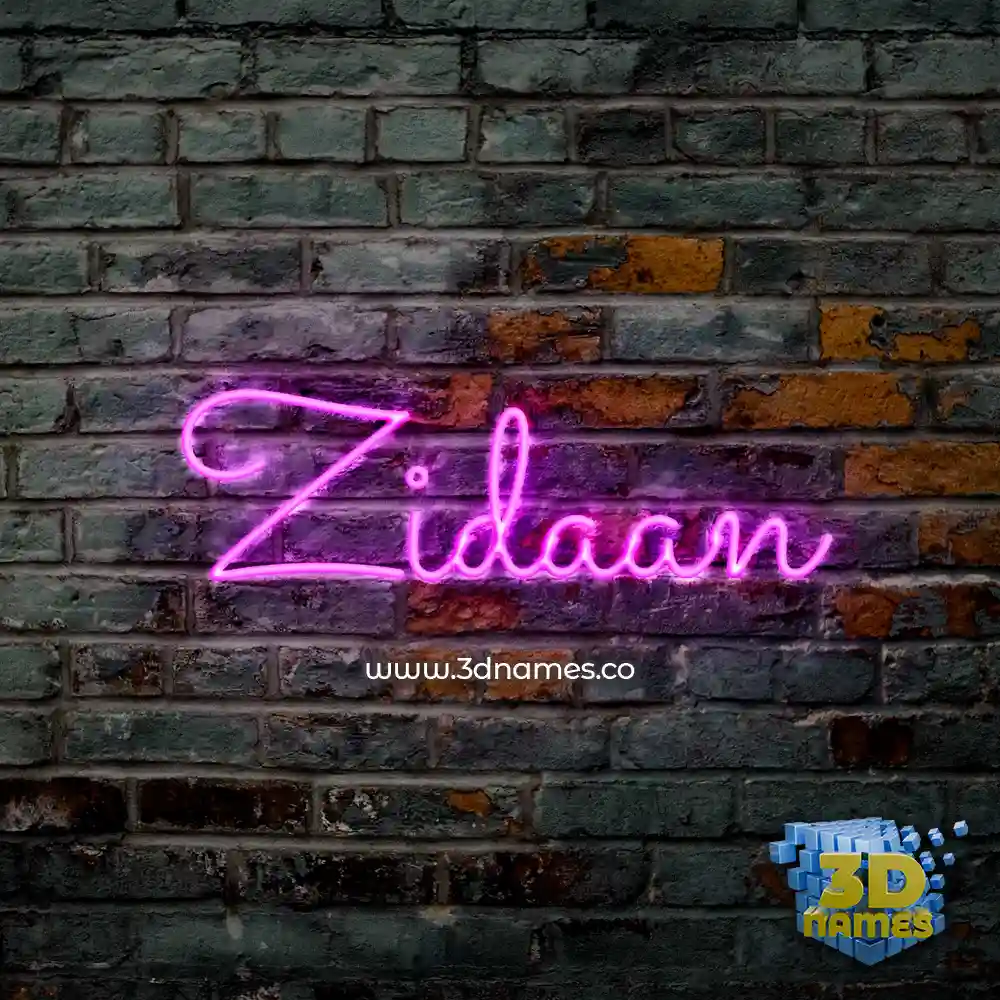 zidaan in Pink Neon style - 3D name wallpaper