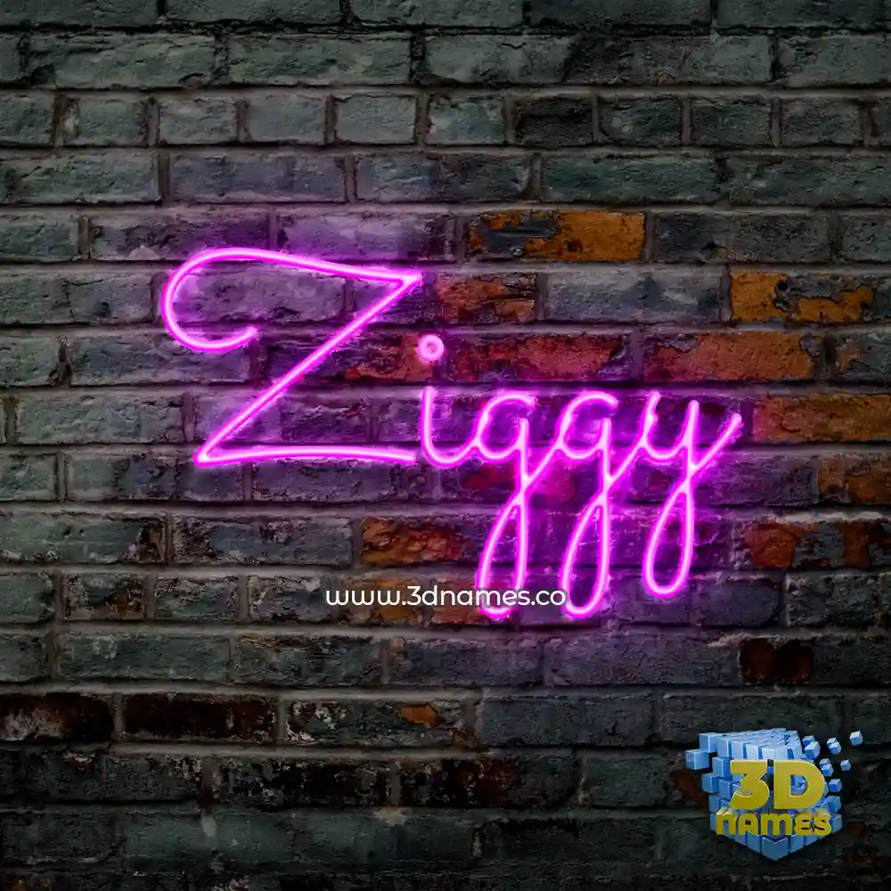 ziggy in Pink Neon style - 3D name wallpaper