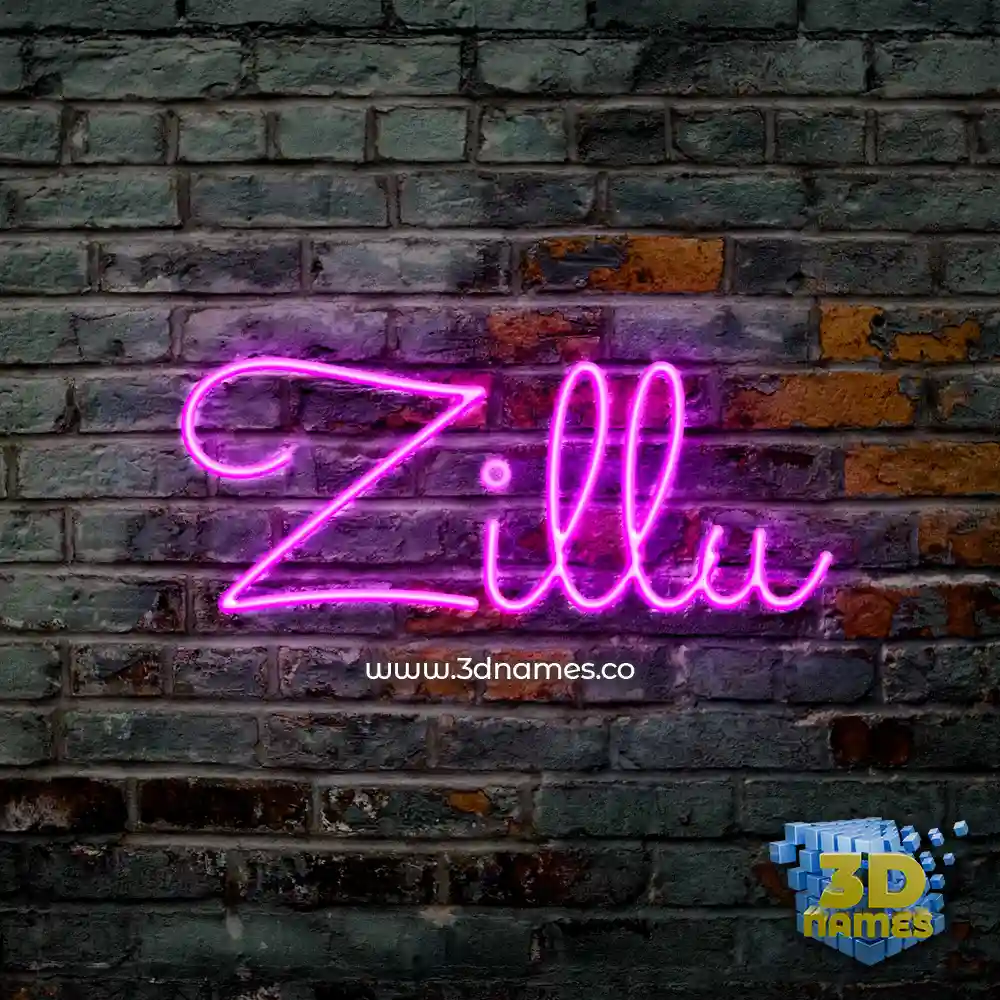 zillu in Pink Neon style - 3D name wallpaper