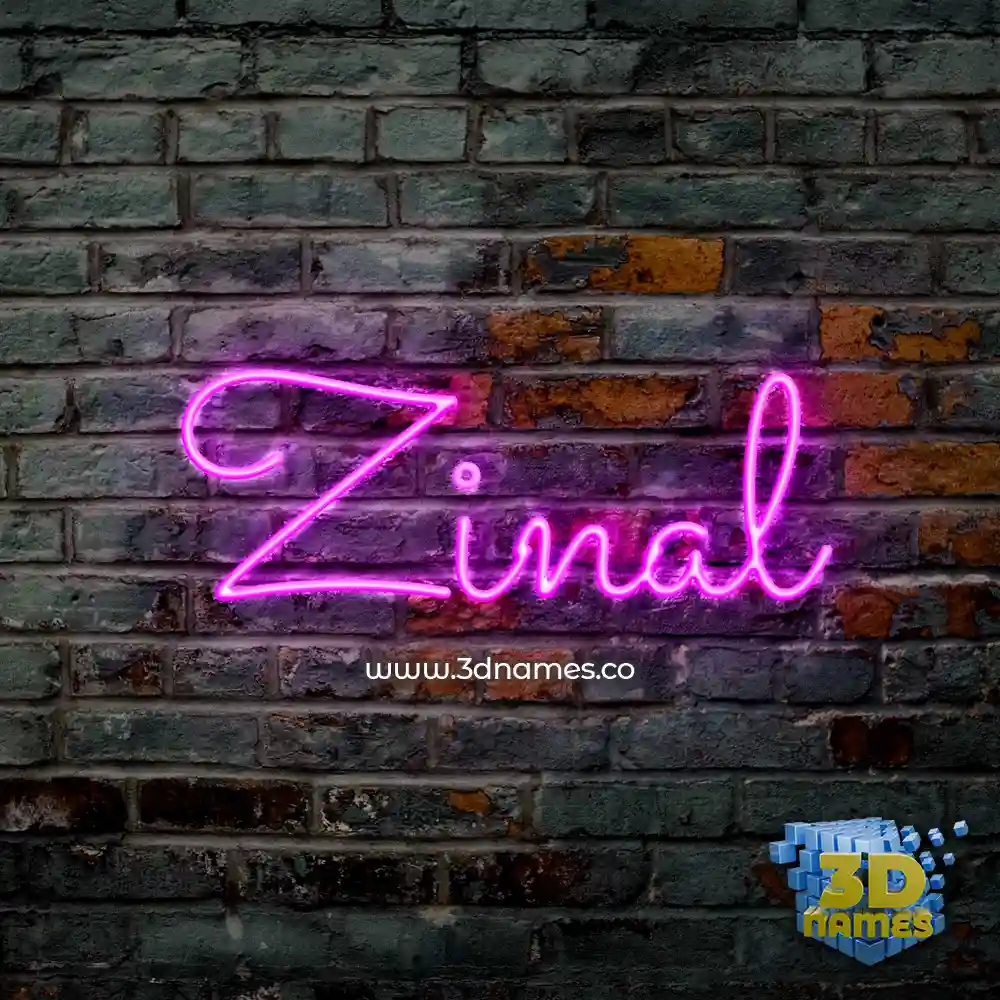 zinal in Pink Neon style - 3D name wallpaper