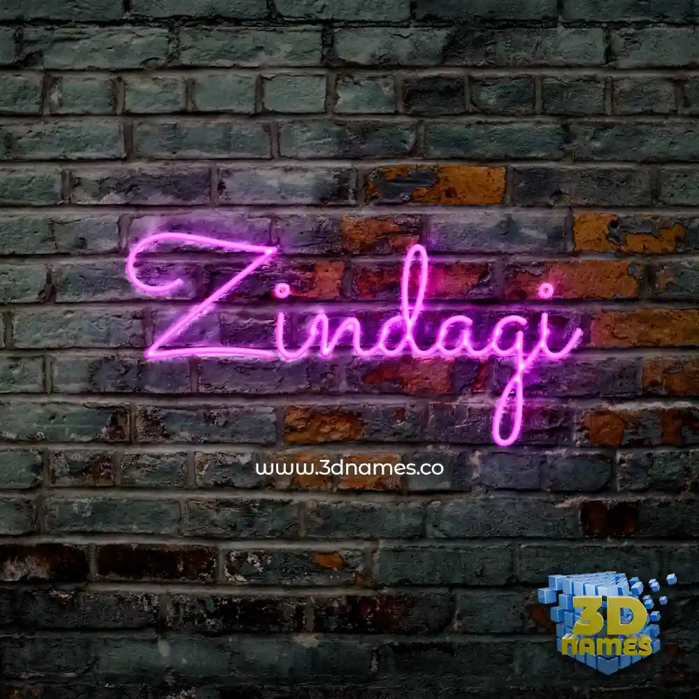 zindagi in Pink Neon style - 3D name wallpaper