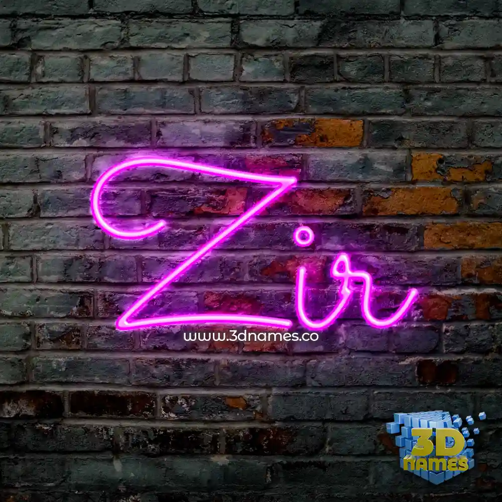 zir in Pink Neon style - 3D name wallpaper