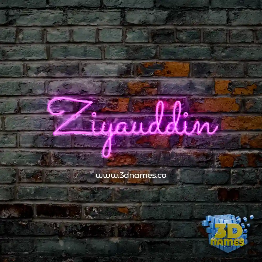 ziyauddin in Pink Neon style - 3D name wallpaper
