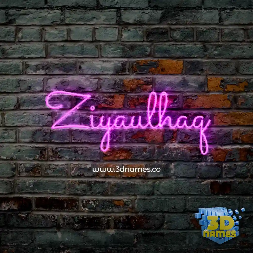 ziyaulhaq in Pink Neon style - 3D name wallpaper