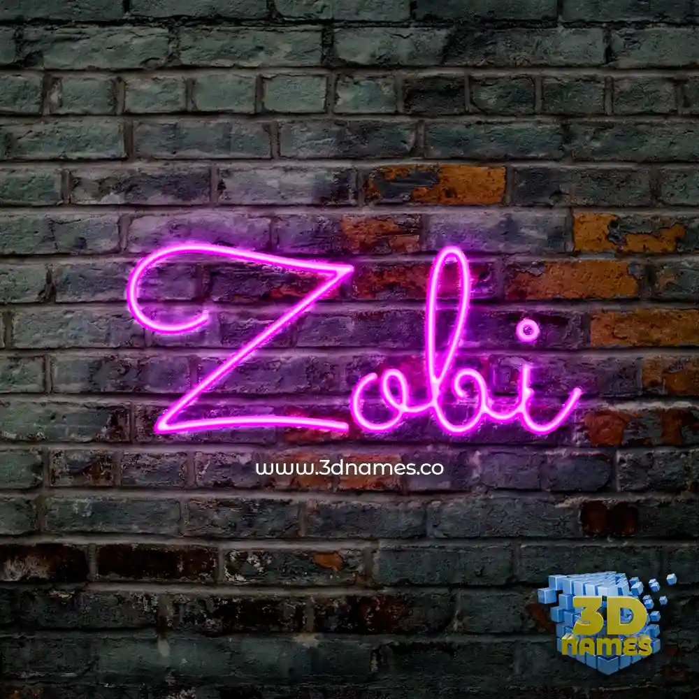 zobi in Pink Neon style - 3D name wallpaper