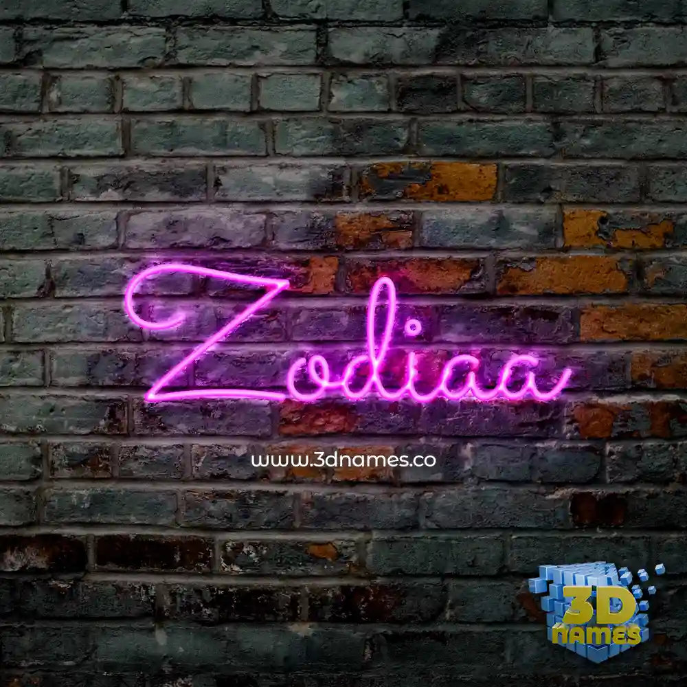 zodiaa in Pink Neon style - 3D name wallpaper