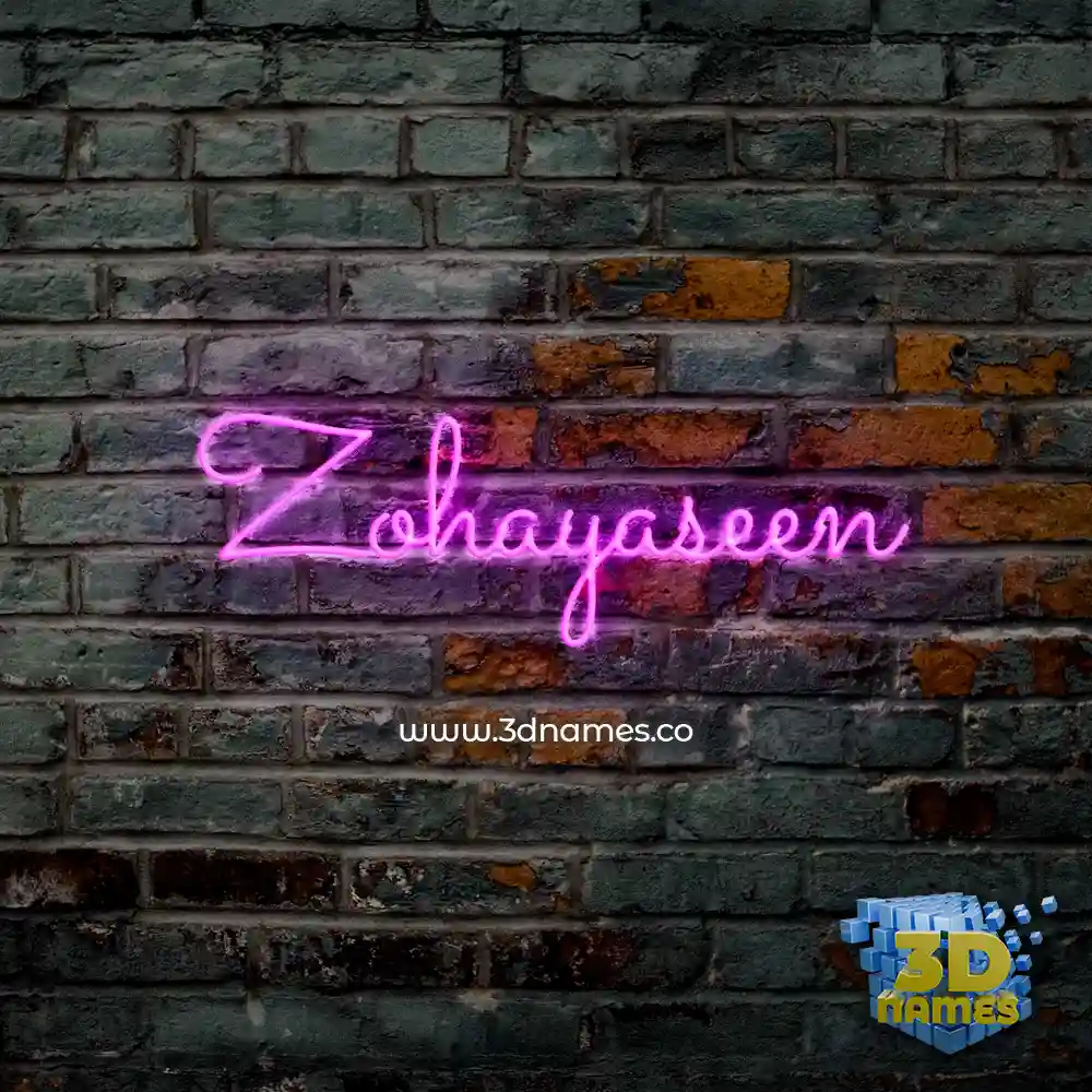 zohayaseen in Pink Neon style - 3D name wallpaper