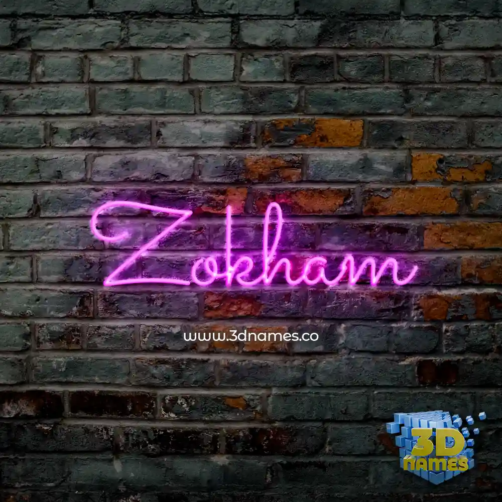zokham in Pink Neon style - 3D name wallpaper