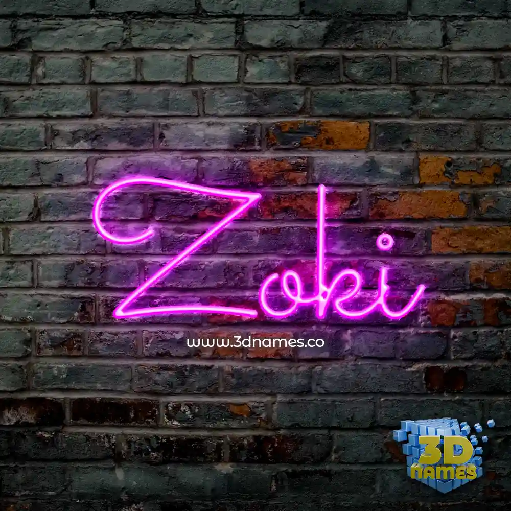zoki in Pink Neon style - 3D name wallpaper