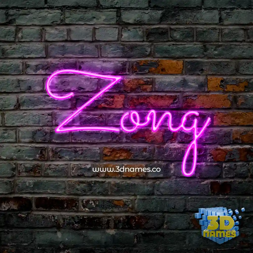 zong in Pink Neon style - 3D name wallpaper