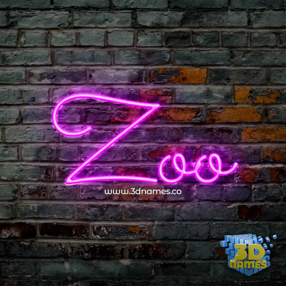 zoo in Pink Neon style - 3D name wallpaper