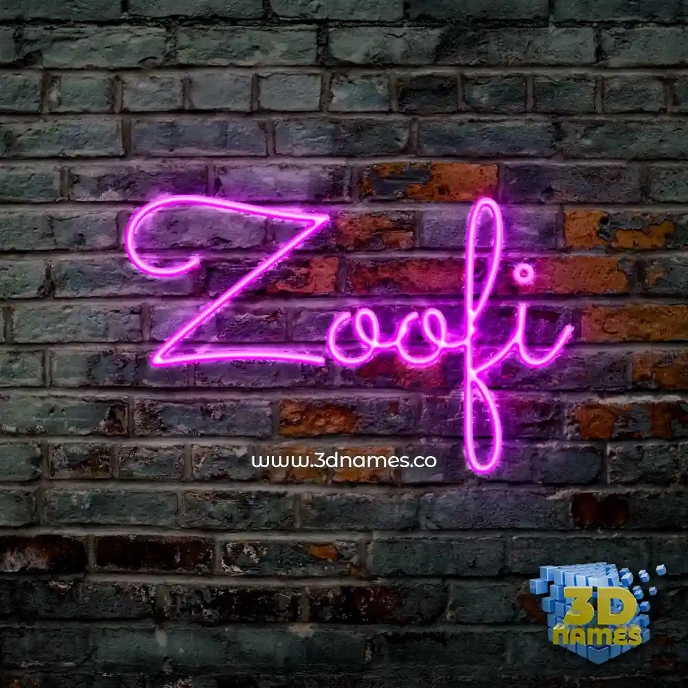 zoofi in Pink Neon style - 3D name wallpaper