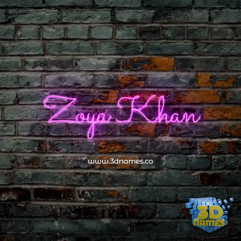 zoya khan in Pink Neon style - 3D name wallpaper