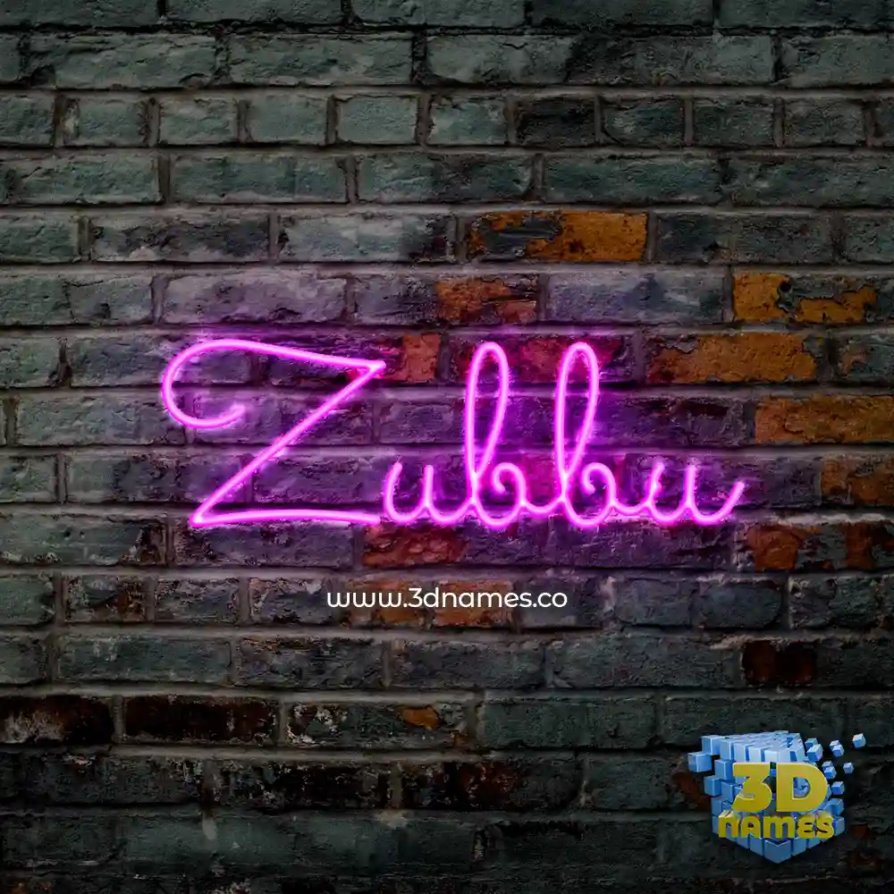 zubbu in Pink Neon style - 3D name wallpaper