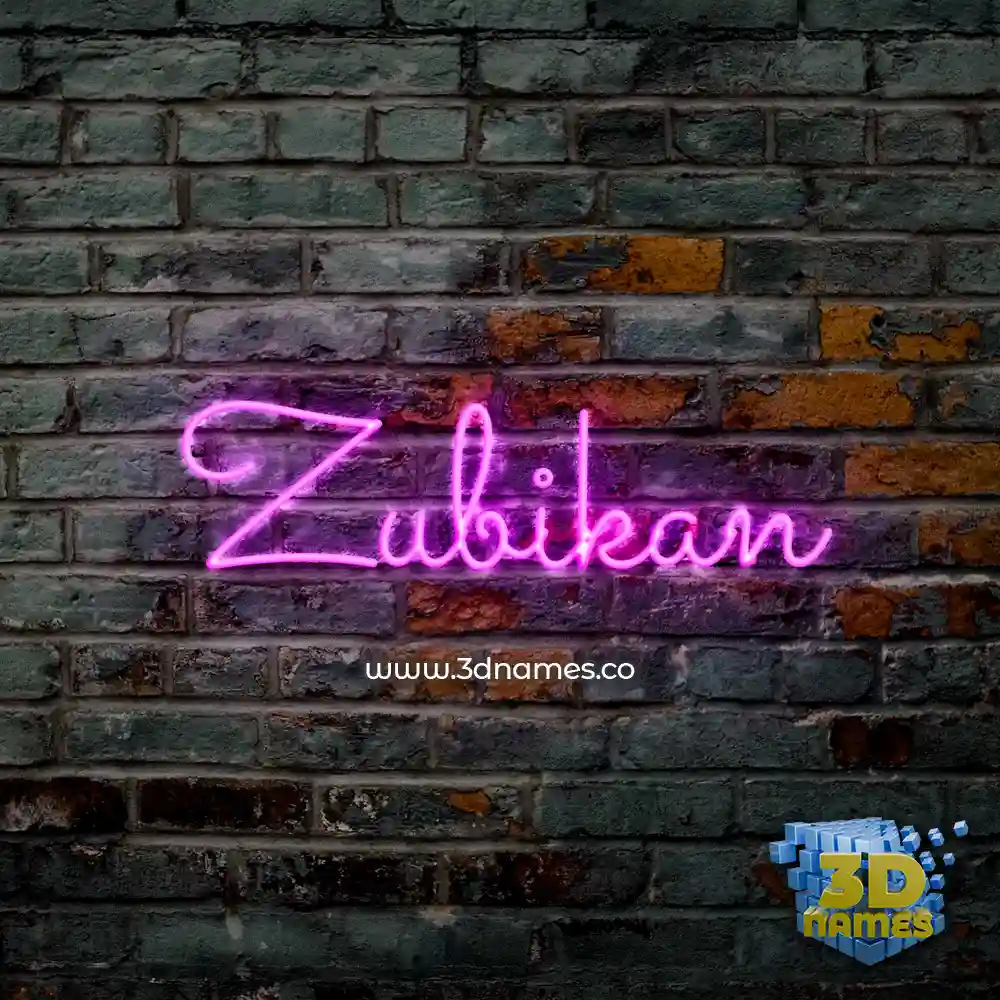 zubikan in Pink Neon style - 3D name wallpaper