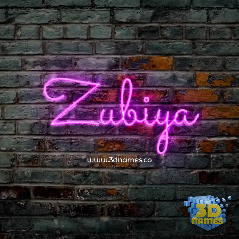 zubiya in Pink Neon style - 3D name wallpaper