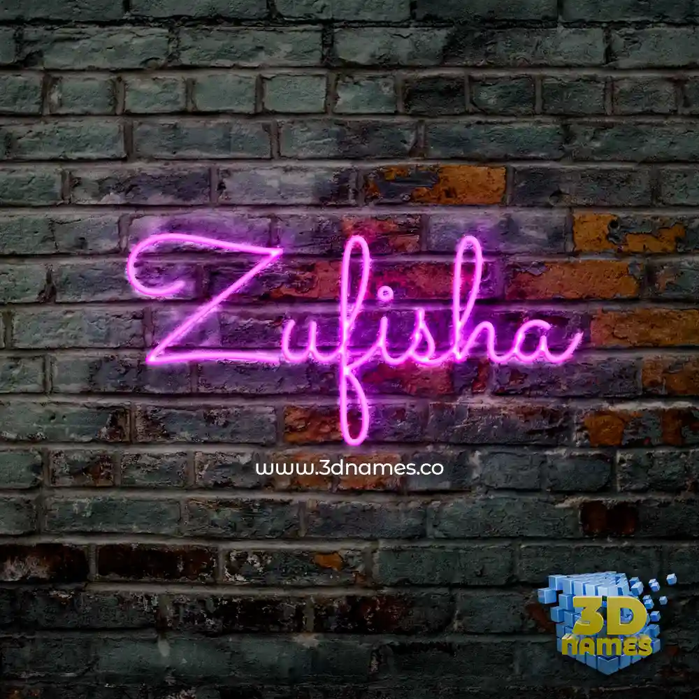 zufisha in Pink Neon style - 3D name wallpaper