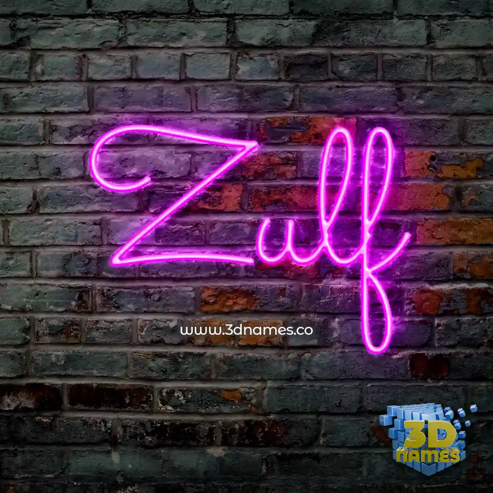zulf in Pink Neon style - 3D name wallpaper