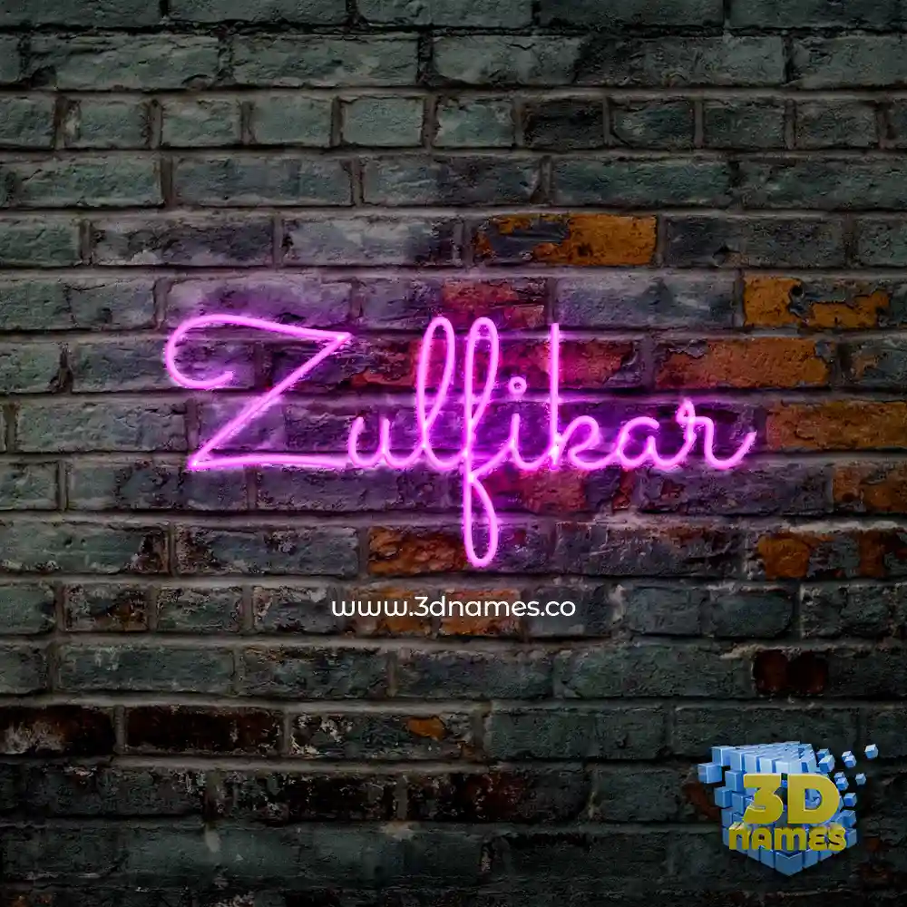 zulfikar in Pink Neon style - 3D name wallpaper