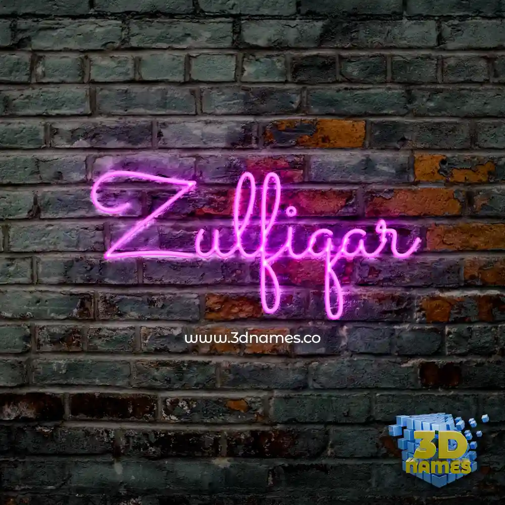 zulfiqar in Pink Neon style - 3D name wallpaper