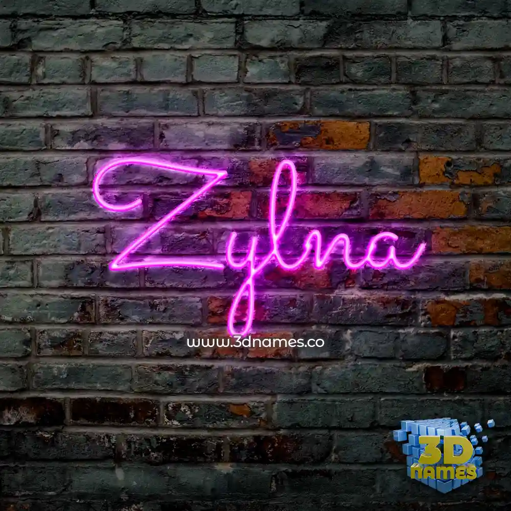 zylna in Pink Neon style - 3D name wallpaper