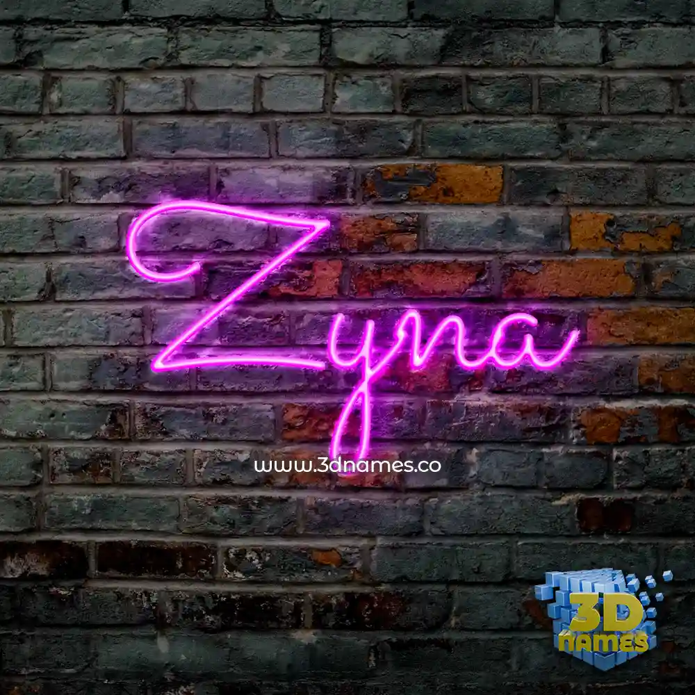 zyna in Pink Neon style - 3D name wallpaper