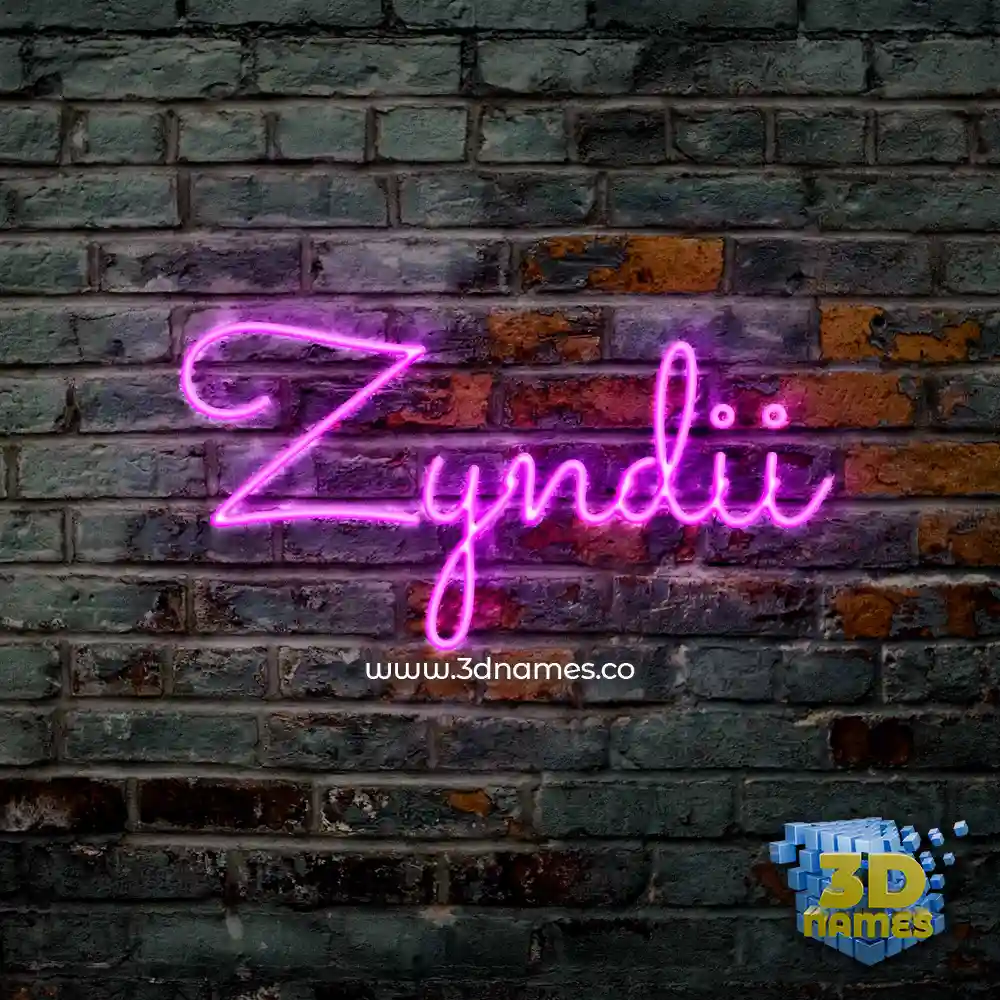 zyndii in Pink Neon style - 3D name wallpaper