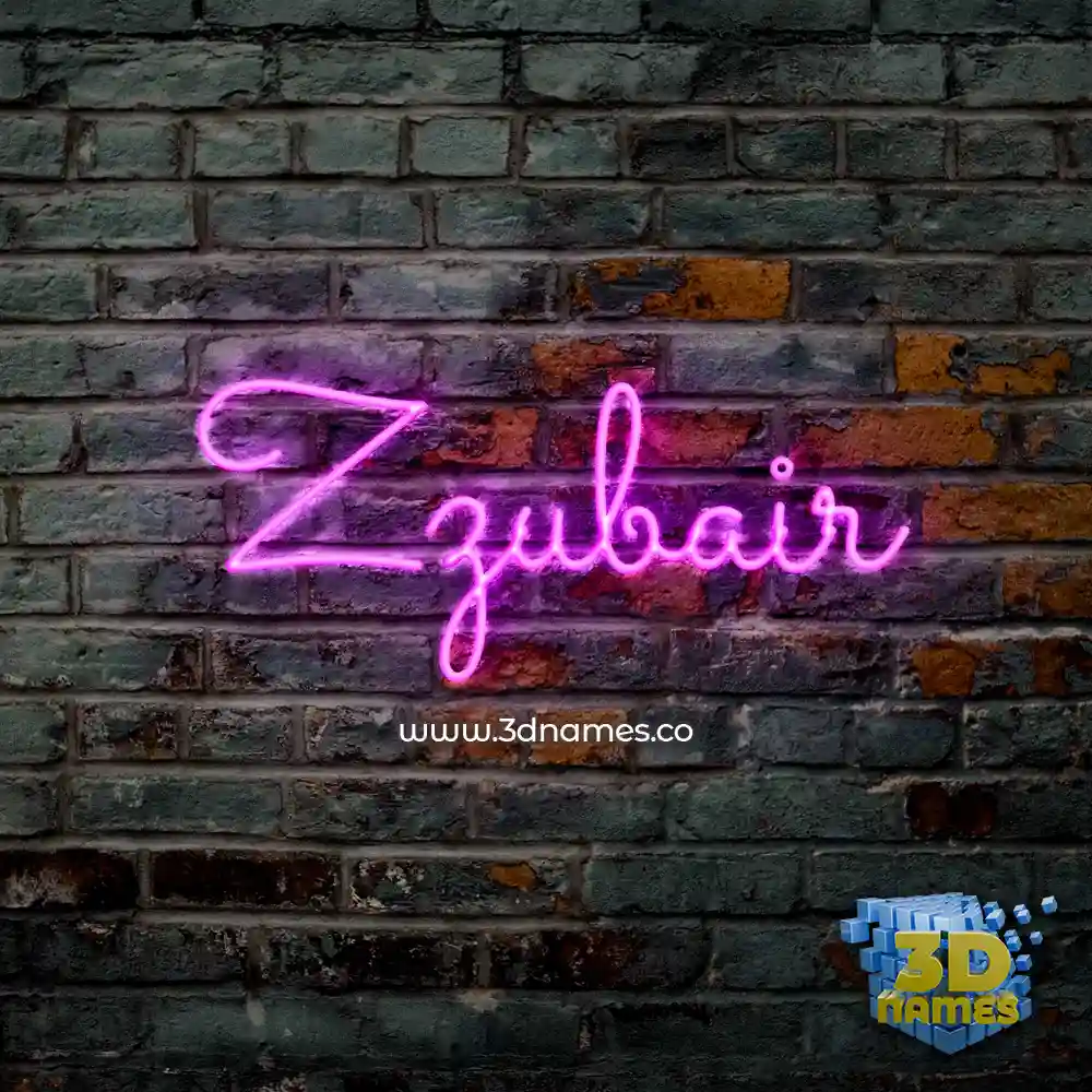 zzubair in Pink Neon style - 3D name wallpaper