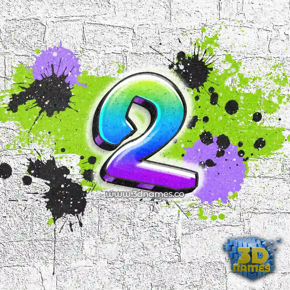 2 in Graffiti Grunge style - 3D name wallpaper
