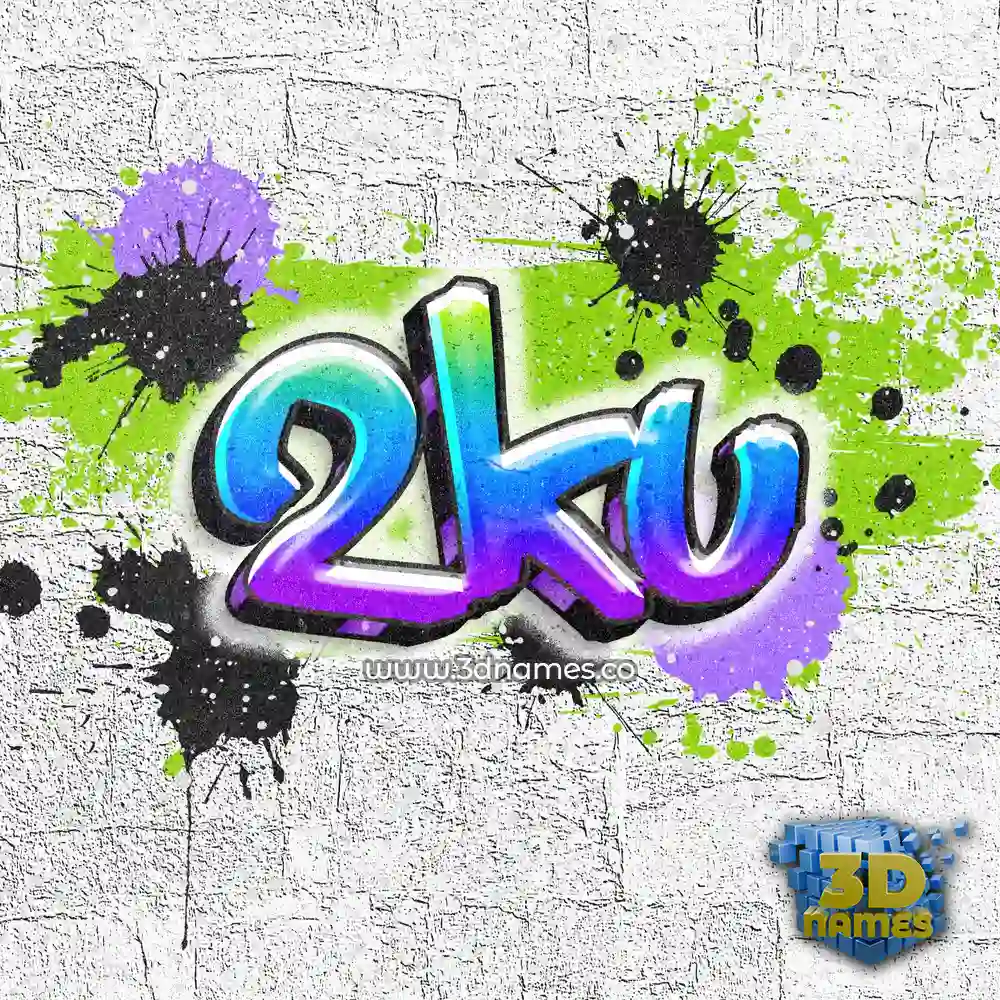 2ku in Graffiti Grunge style - 3D name wallpaper