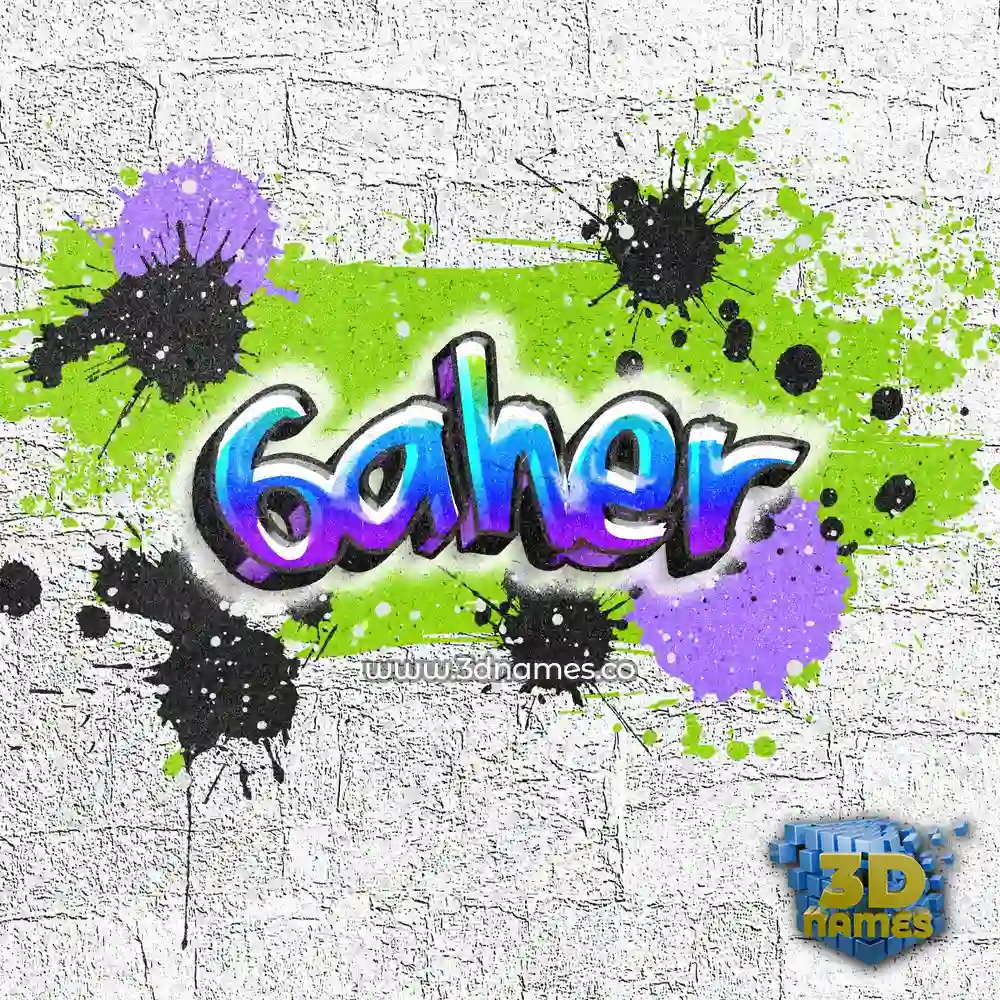 6aher in Graffiti Grunge style - 3D name wallpaper