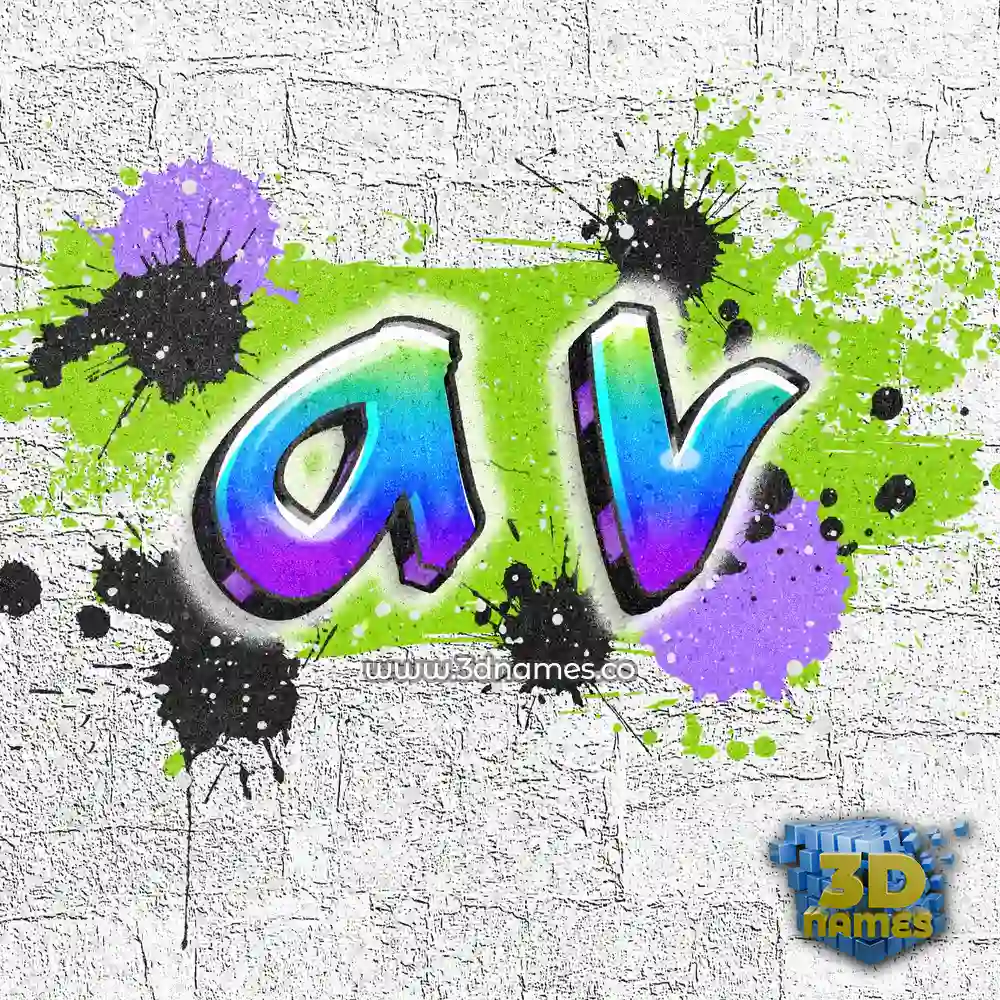 a v in Graffiti Grunge style - 3D name wallpaper