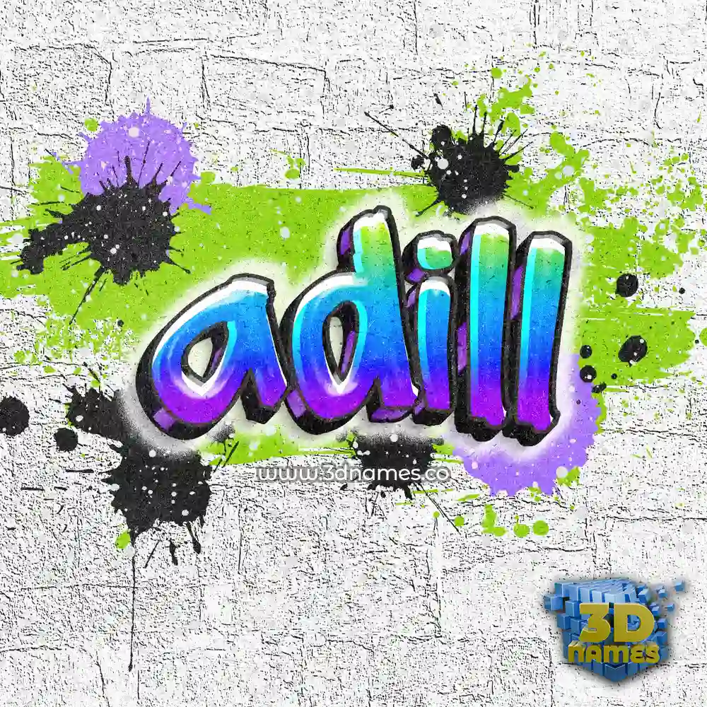 adill in Graffiti Grunge style - 3D name wallpaper