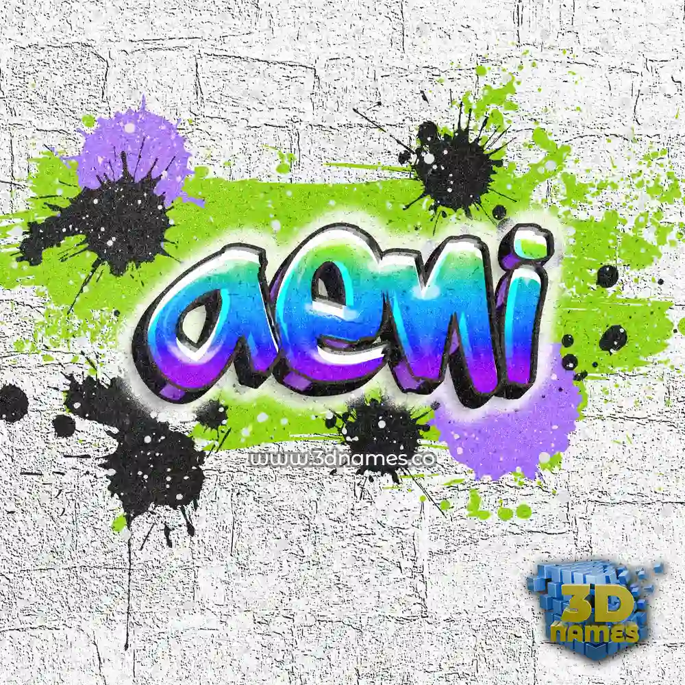 aeni in Graffiti Grunge style - 3D name wallpaper