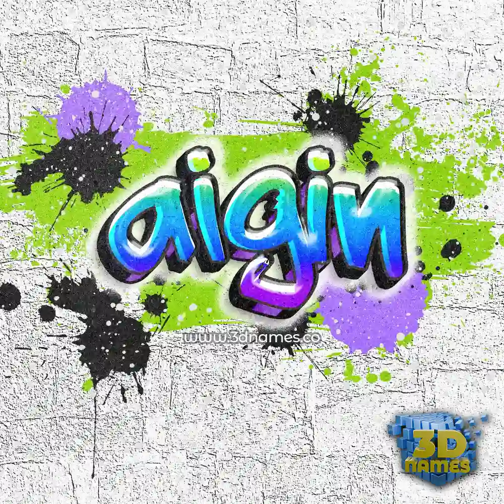 aigin in Graffiti Grunge style - 3D name wallpaper