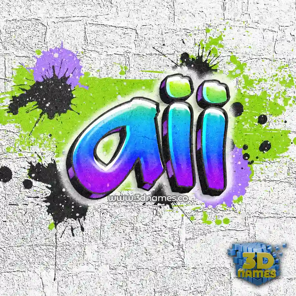 aii in Graffiti Grunge style - 3D name wallpaper