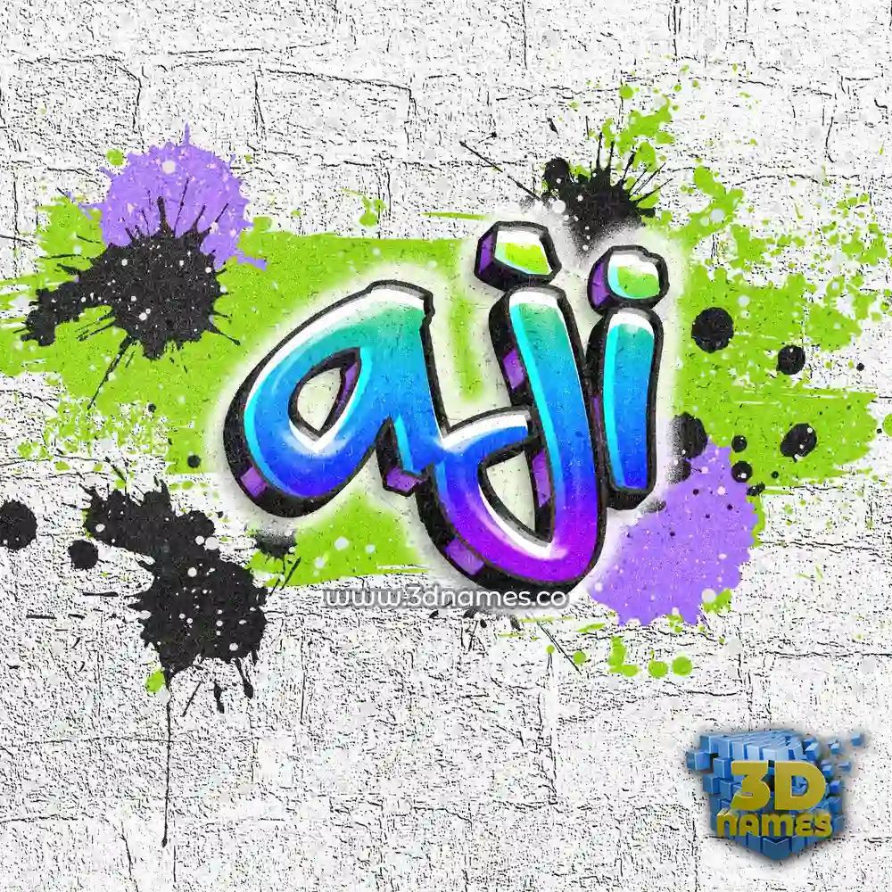 aji in Graffiti Grunge style - 3D name wallpaper