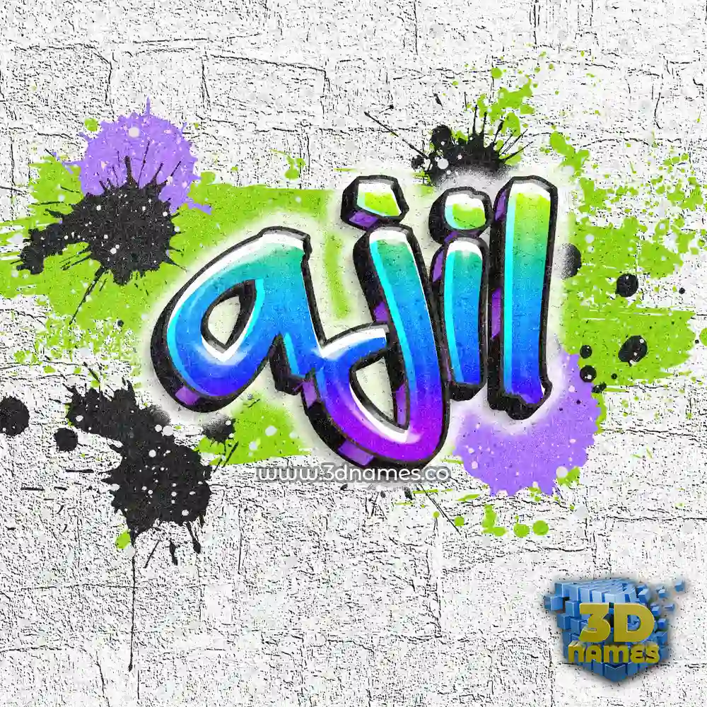 ajil in Graffiti Grunge style - 3D name wallpaper