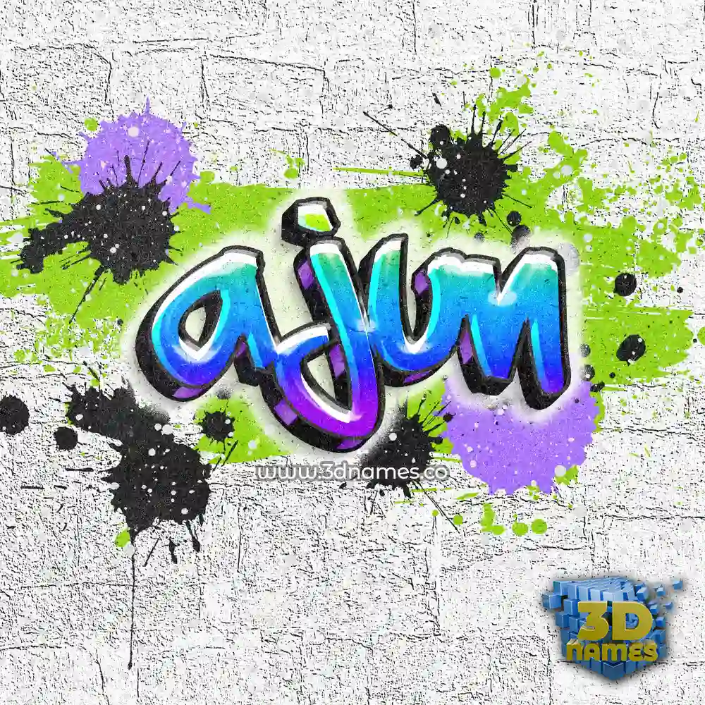 ajun in Graffiti Grunge style - 3D name wallpaper