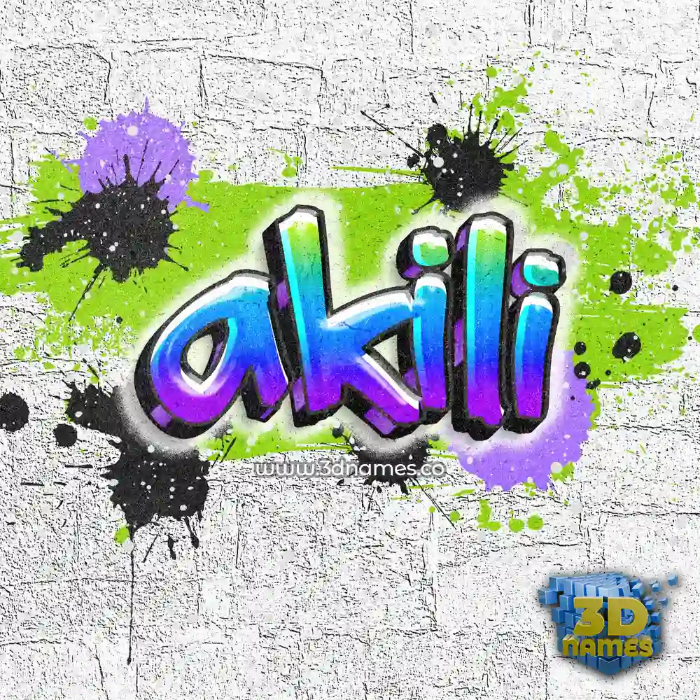 akili in Graffiti Grunge style - 3D name wallpaper