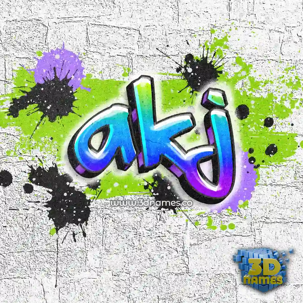 akj in Graffiti Grunge style - 3D name wallpaper