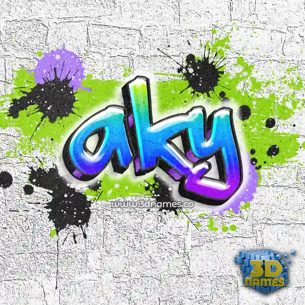 aky in Graffiti Grunge style - 3D name wallpaper