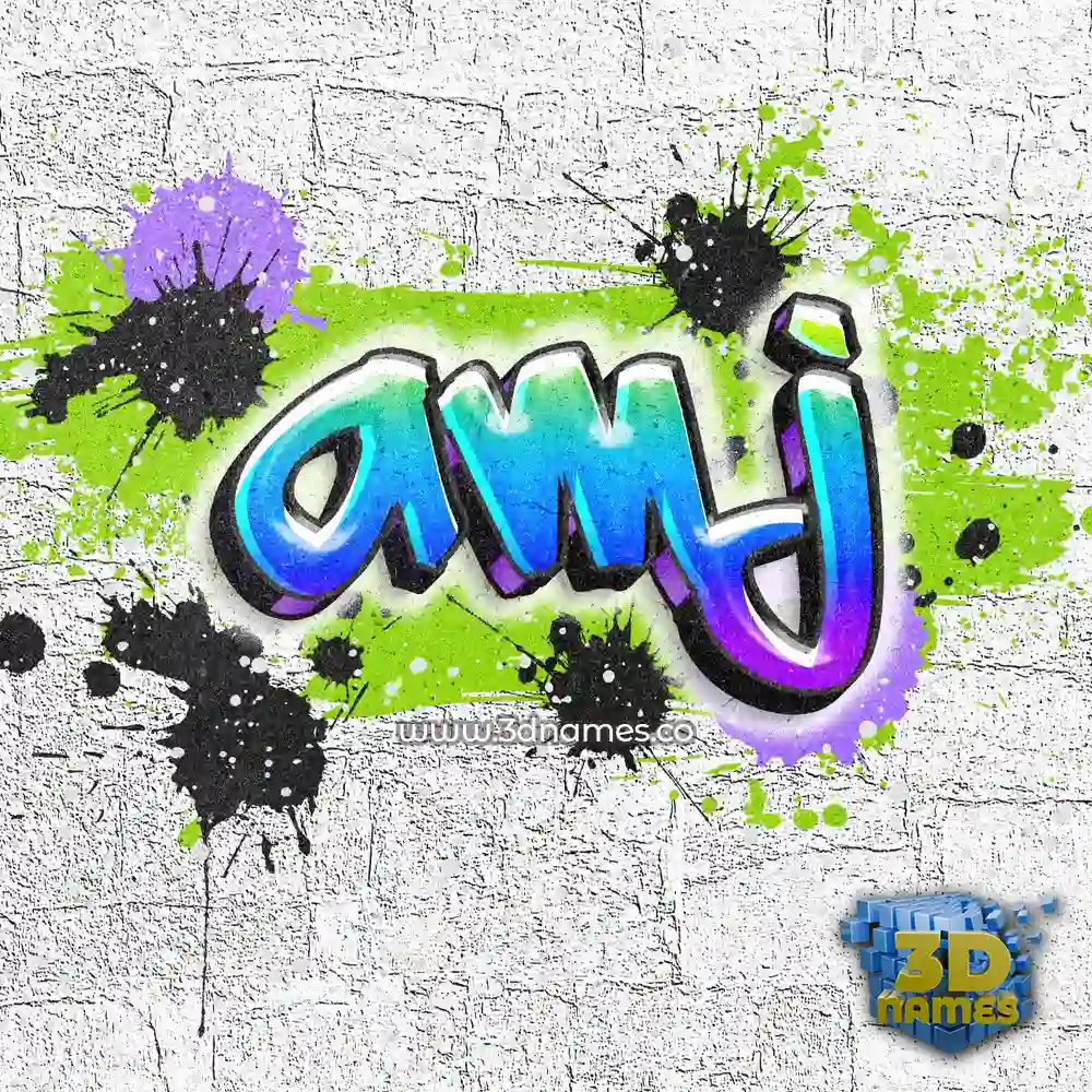 amj in Graffiti Grunge style - 3D name wallpaper