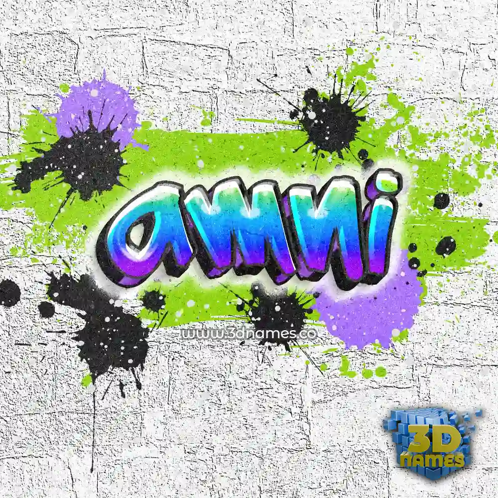 amni in Graffiti Grunge style - 3D name wallpaper