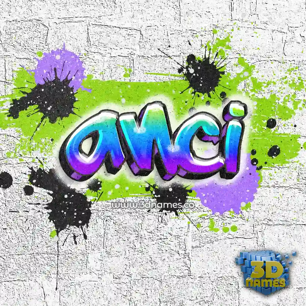 anci in Graffiti Grunge style - 3D name wallpaper