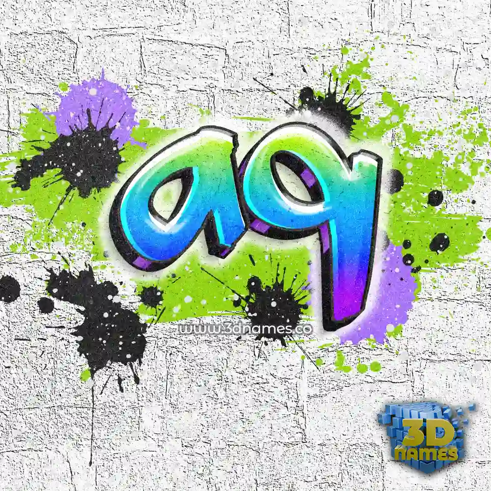 aq in Graffiti Grunge style - 3D name wallpaper