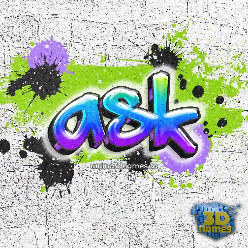 ask in Graffiti Grunge style - 3D name wallpaper