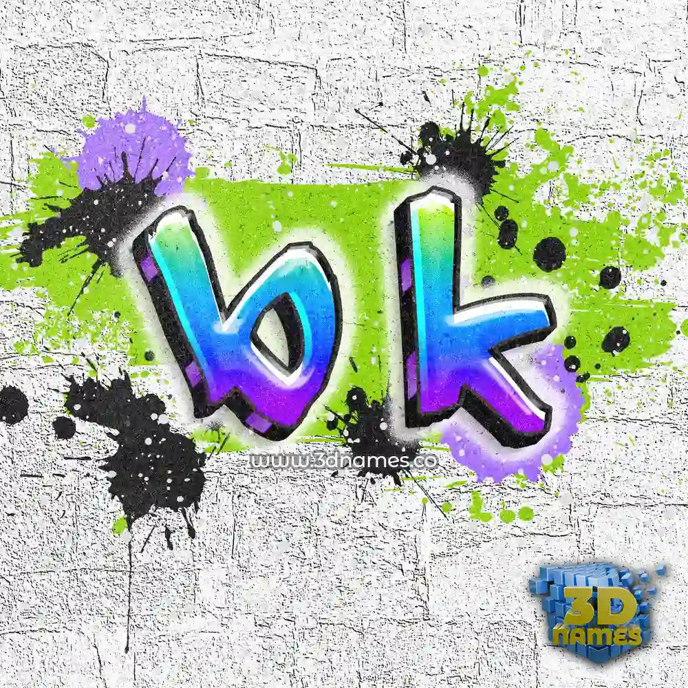 b k in Graffiti Grunge style - 3D name wallpaper